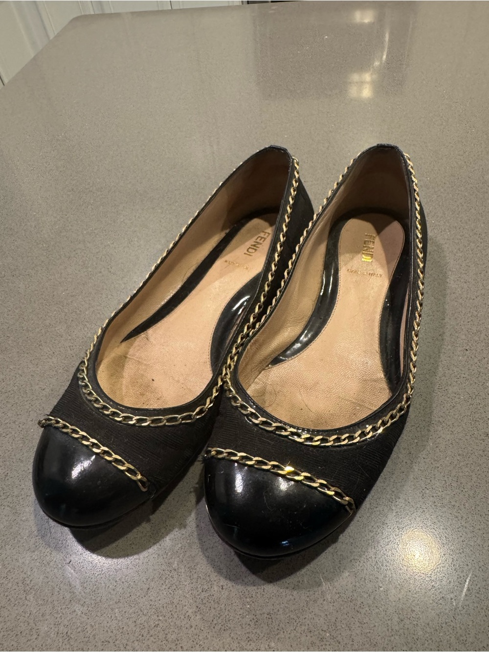 Fendi Zucca Monogram Flats in black